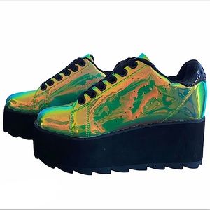 YRU Green Holo Platform Shoes